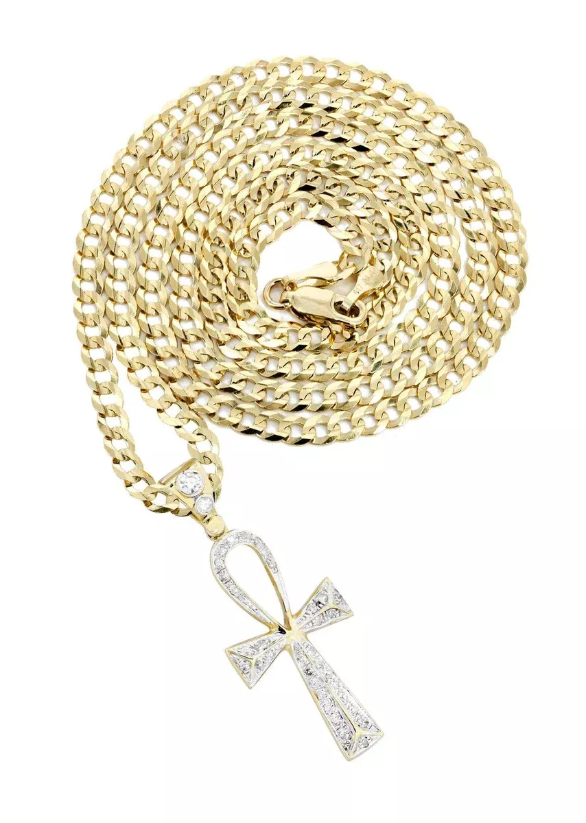 10K Yellow Gold Ankh Diamond Necklace| 0.23 Carats