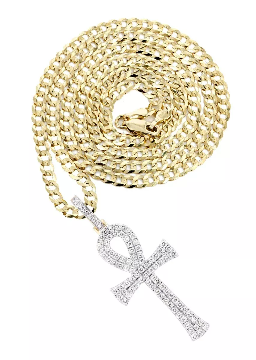 10K Yellow Gold Ankh Diamond Necklace| 1.13 Carats