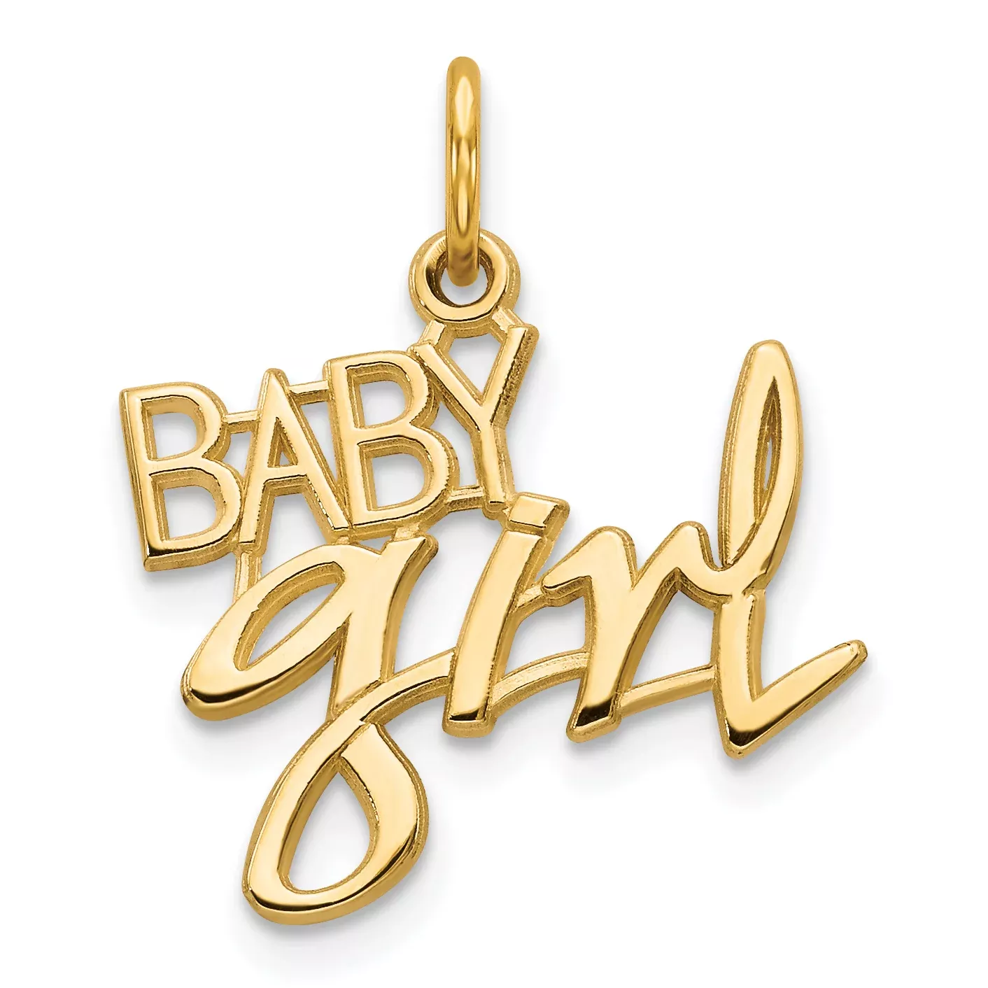 10K Yellow Gold Baby Girl Charm with Polished Solid Design