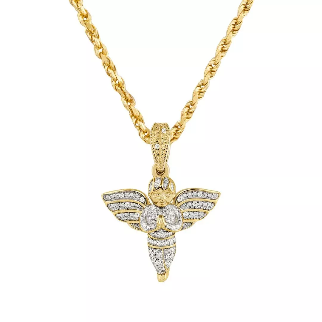 10k Yellow Gold Diamond Angel Pendant 0.15 Ctw
