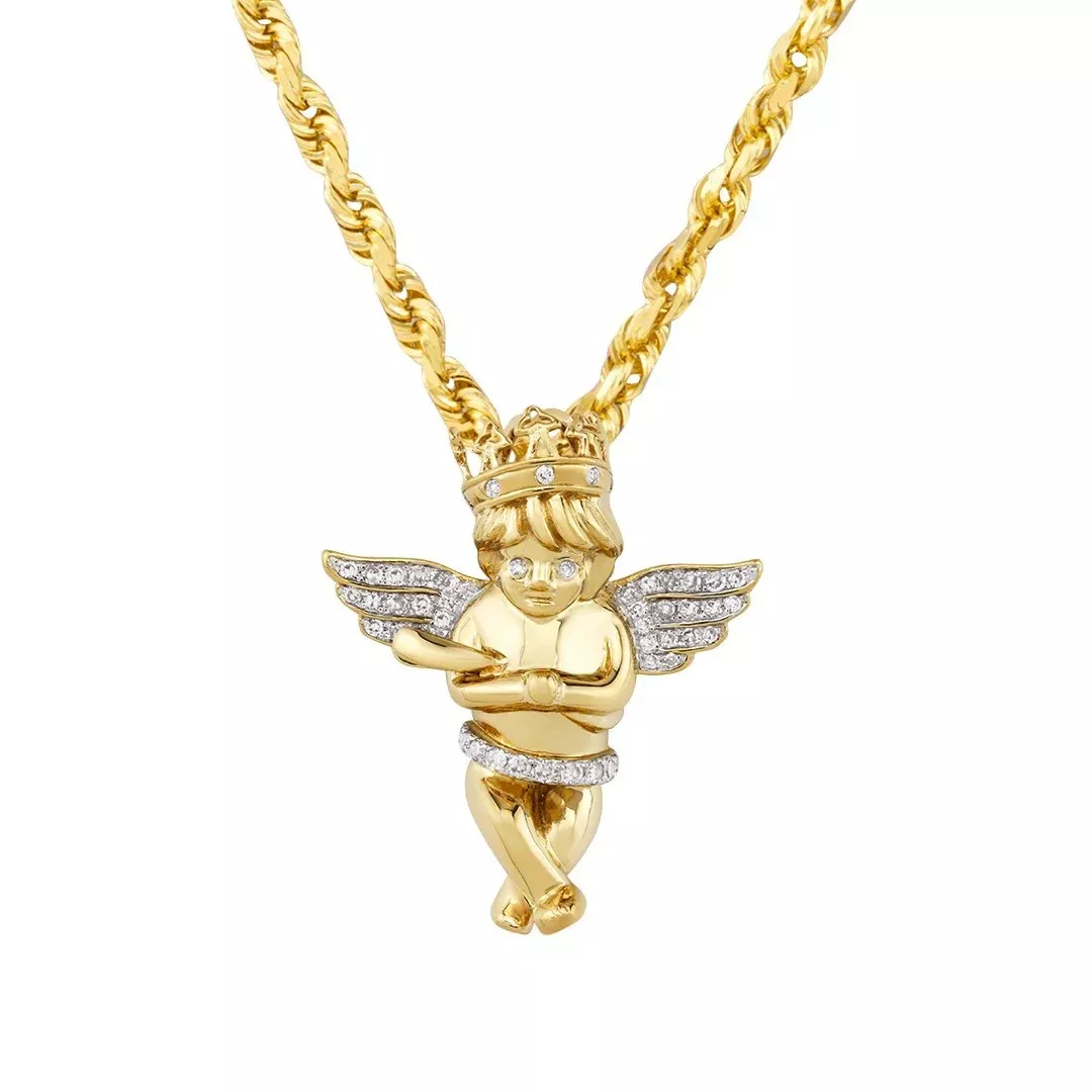 10k Yellow Gold Diamond Angel Pendant 0.29 Ctw