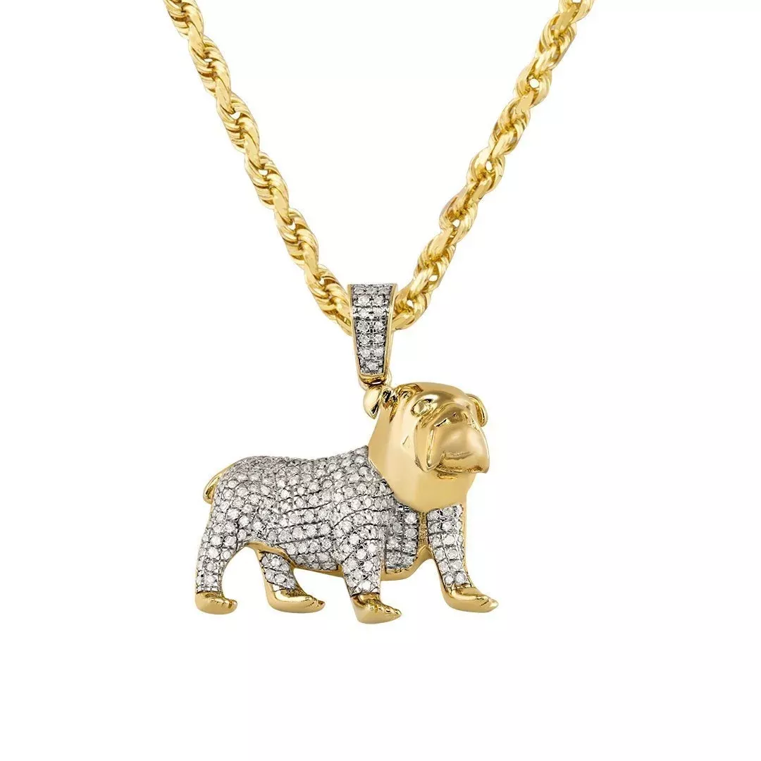 10k Yellow Gold Diamond Dog Pendant 0.40 Ctw