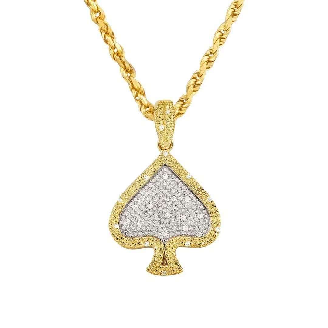 10k Yellow Gold Diamond Spade Pendant 0.10 Ctw