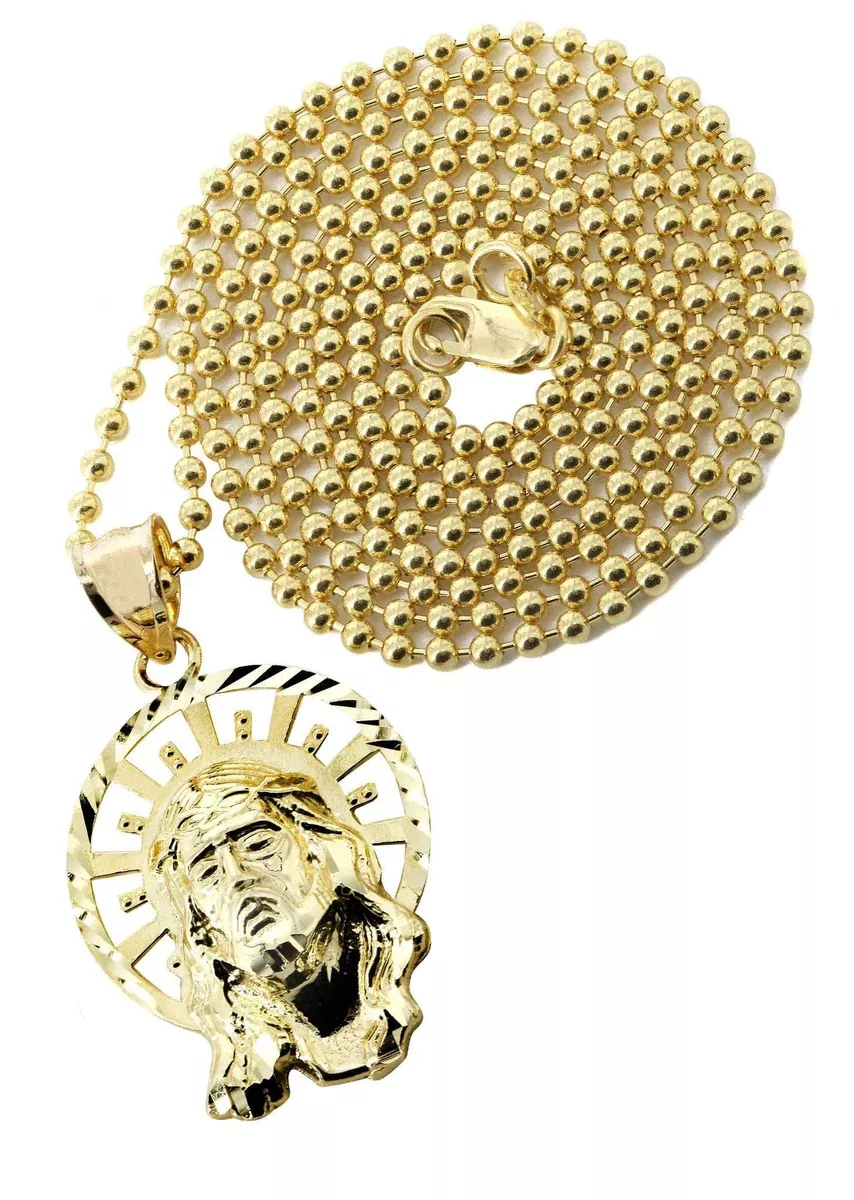 10K Yellow Gold Dog TagJesus Piece Chain | Appx. 8.5 Grams