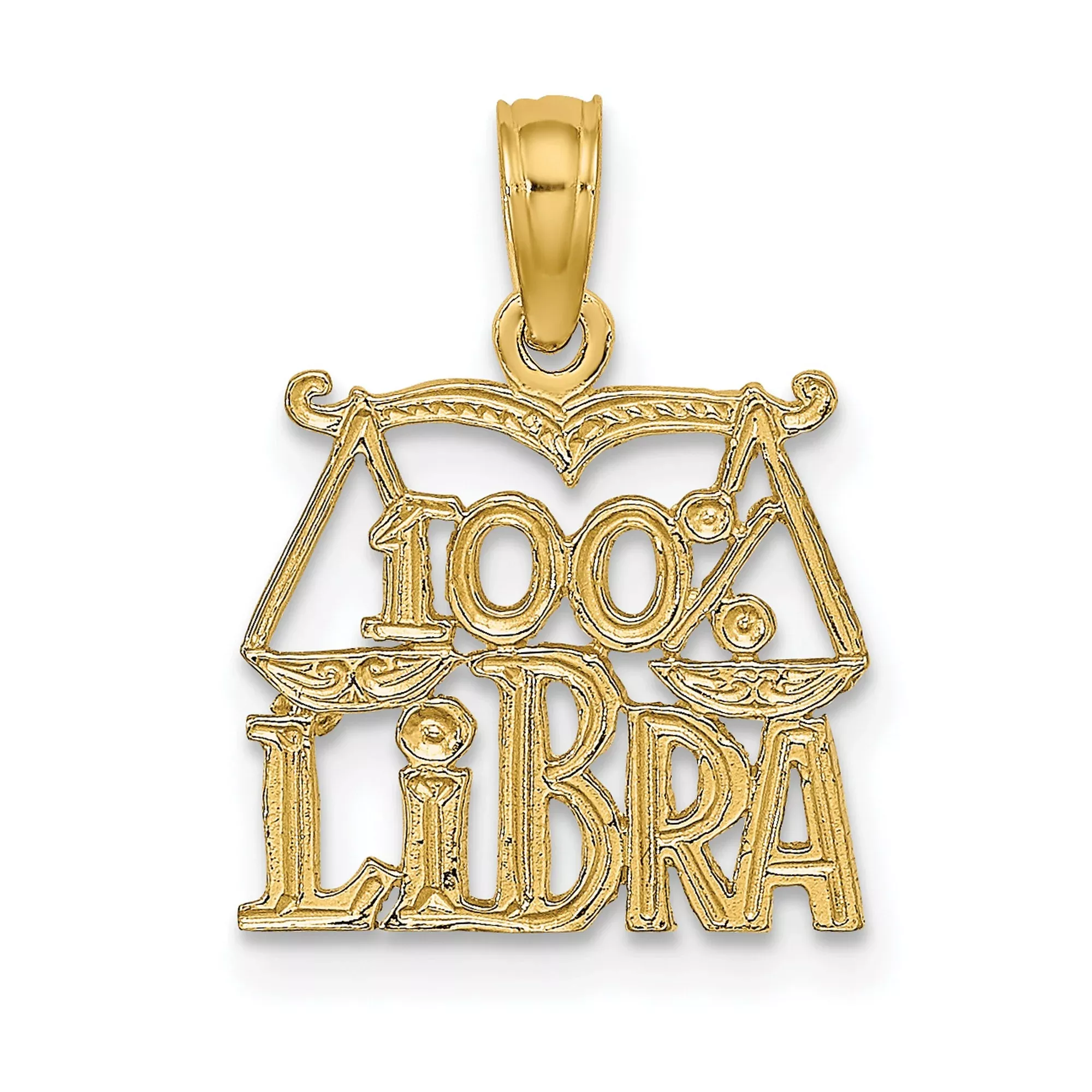 10k Yellow Gold Libra Zodiac Pendant with Scale Symbol for Balance and Harmony