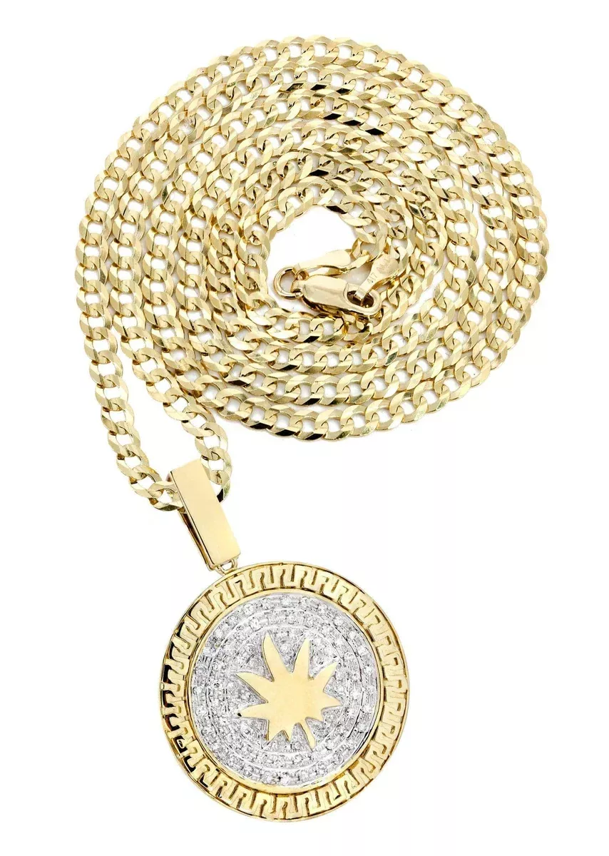 10K Yellow Gold Marijuana Leaf Diamond Necklace| 0.88 Carats