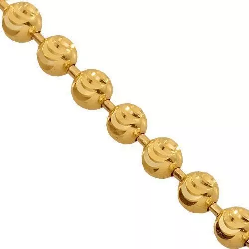 10k Yellow Gold Mens Ball Bead Moon Chain 3 mm