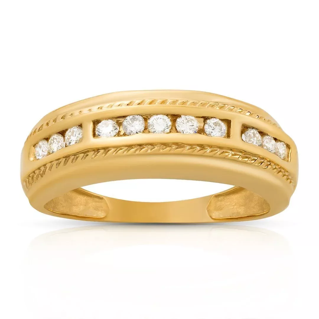 10K Yellow Gold Mens Diamond Wedding Band 0.25 Cwt.