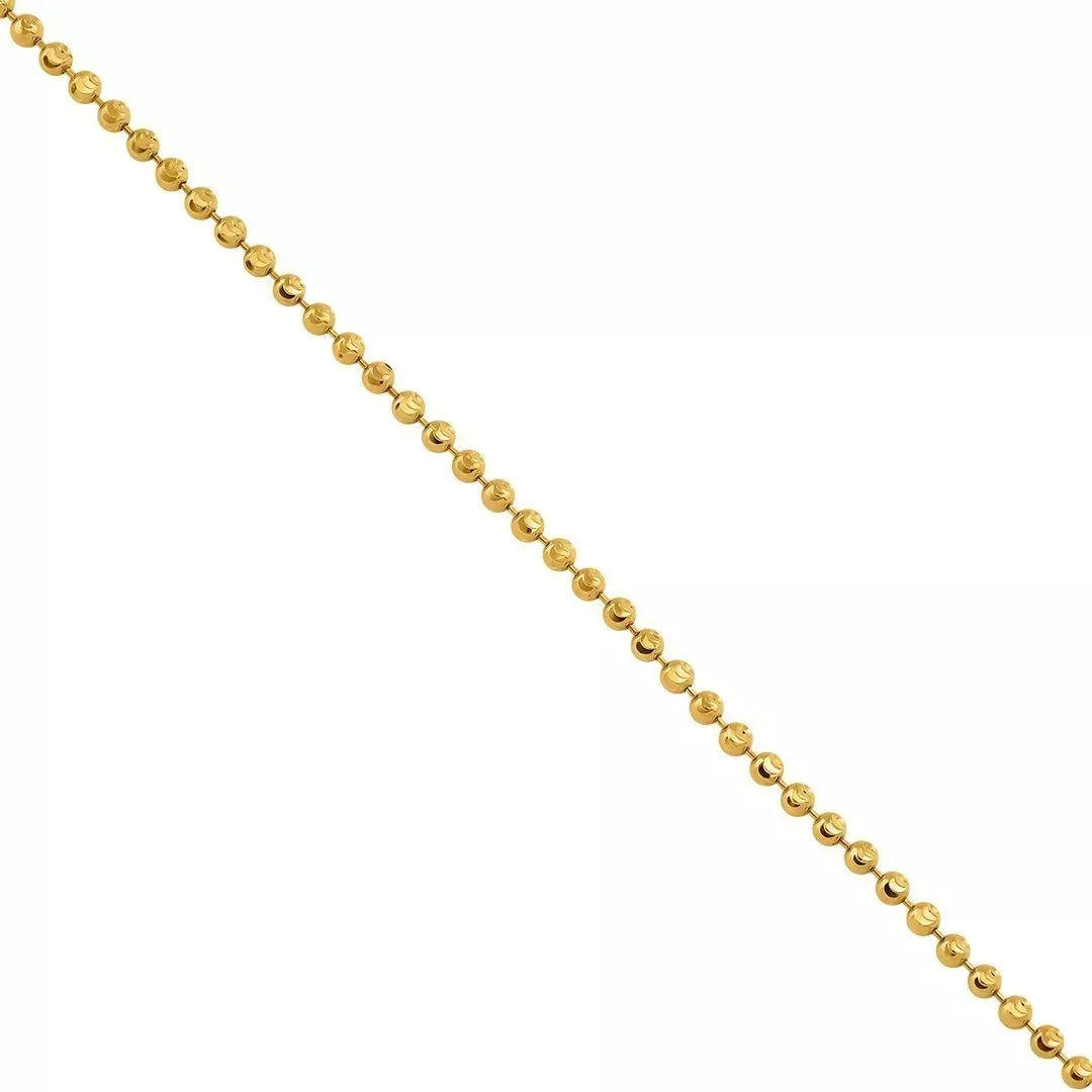 10k Yellow Gold Moon Cut Ball Chain 1.7 mm