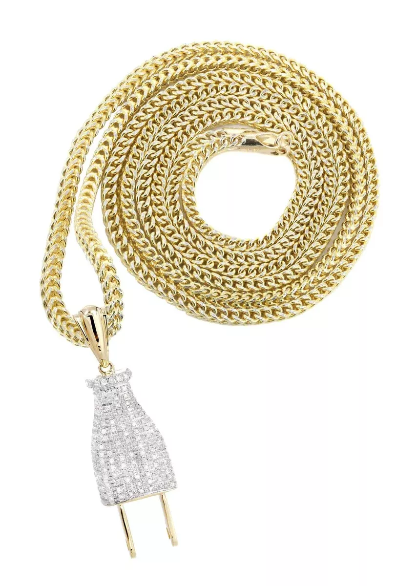 10K Yellow Gold Plug Diamond Necklace| 0.66 Carats