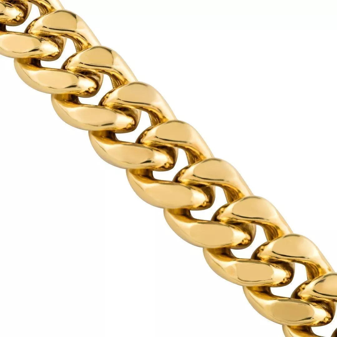10K Yellow Gold Semi-Solid Cuban Link Chain 12 mm