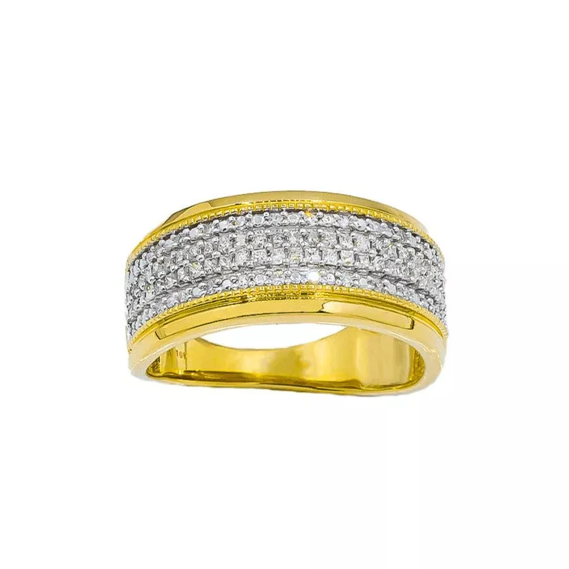 10k Yellow Solid Gold Mens Diamond Wedding Ring Band 0.66 ctw