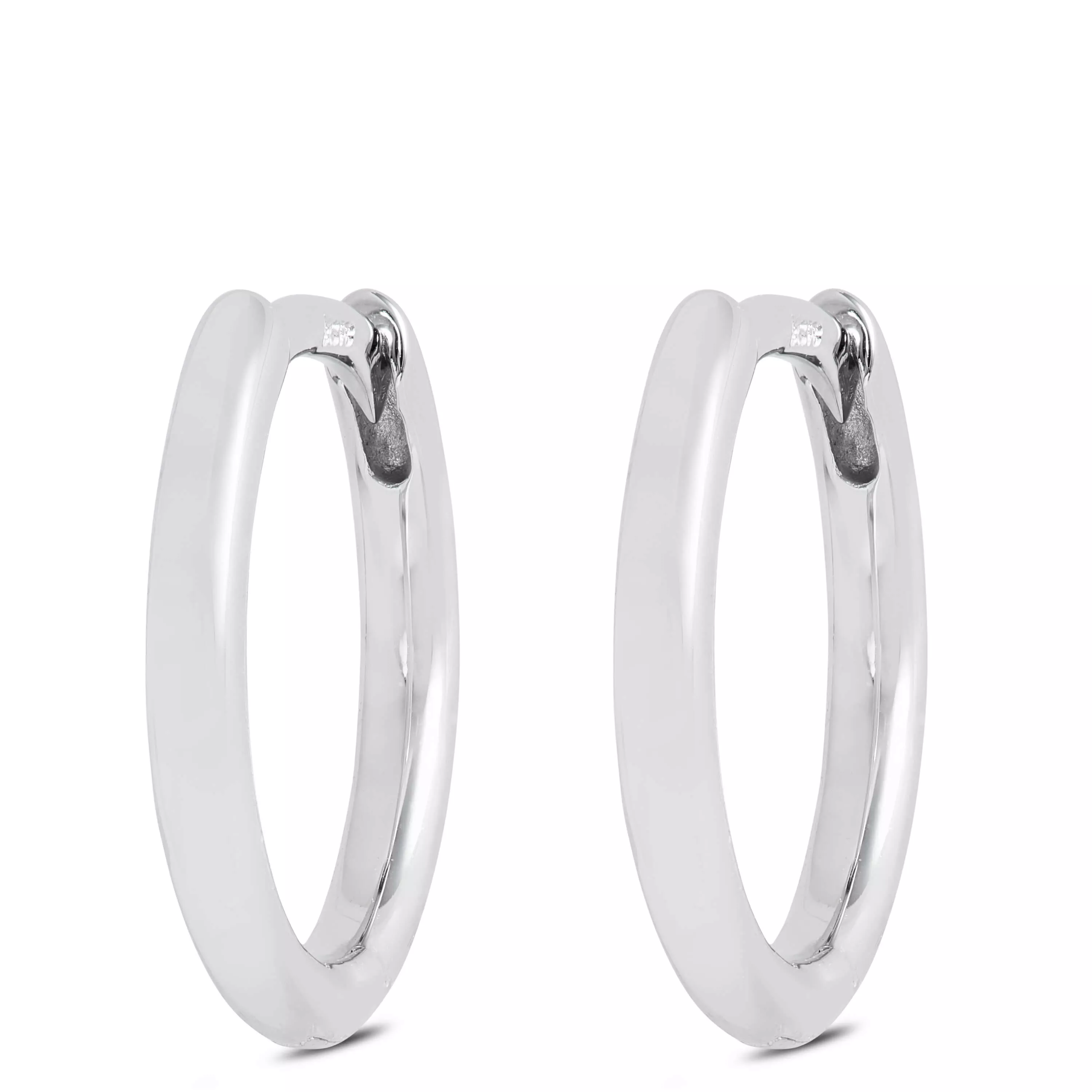 12MM Smooth Huggie Hoop Earrings, 14K White Gold
