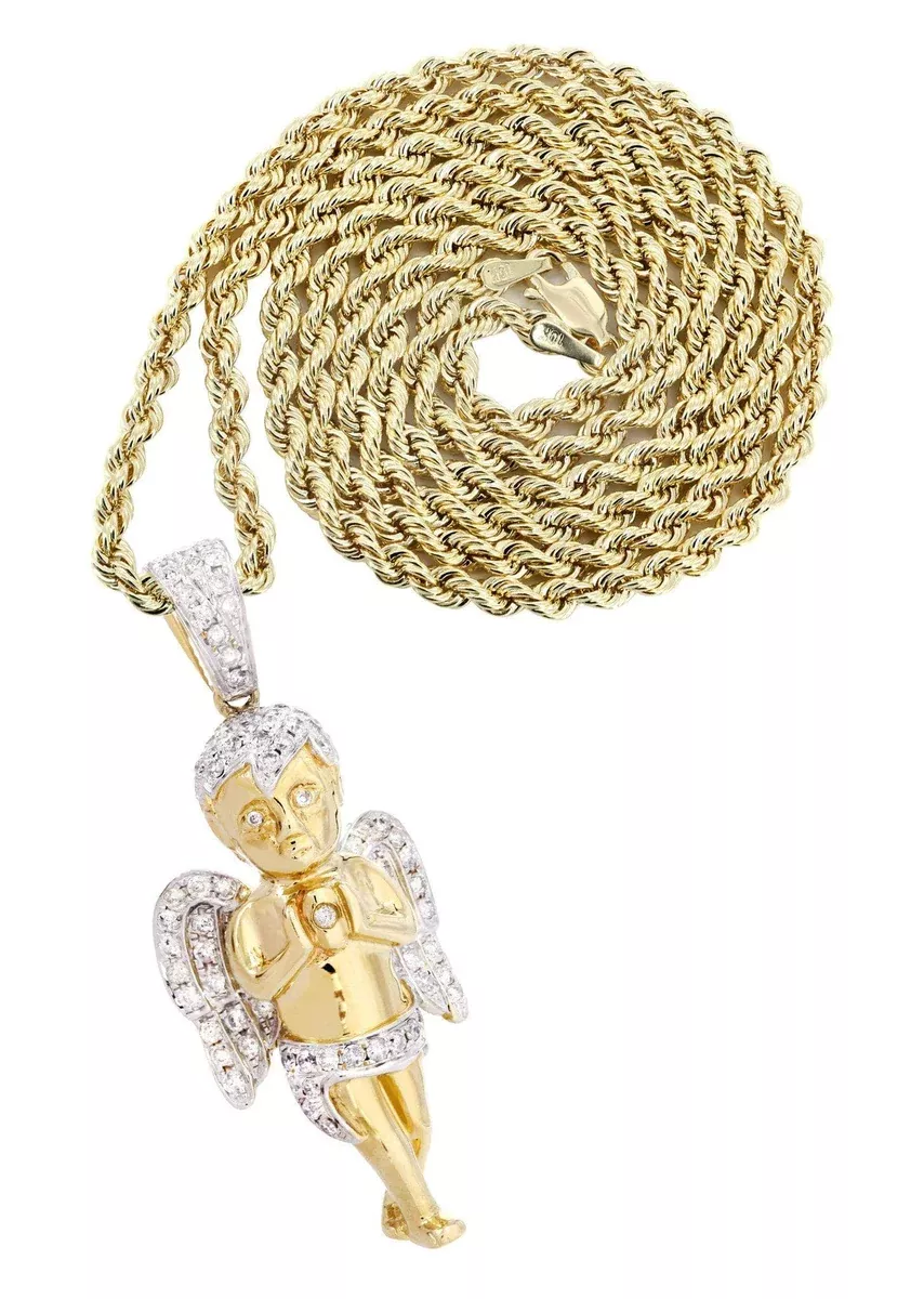 14 Yellow Gold Angel Diamond Necklace| 1.31 Carats