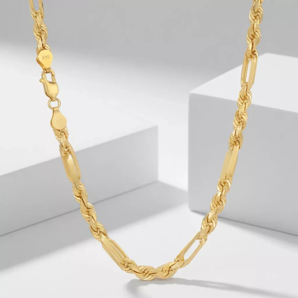 14K Figarope Chain (Diamond Cut)