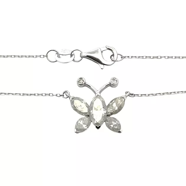 14K Gold 1.24 Carat Diamond Butterfly Pendant Necklace