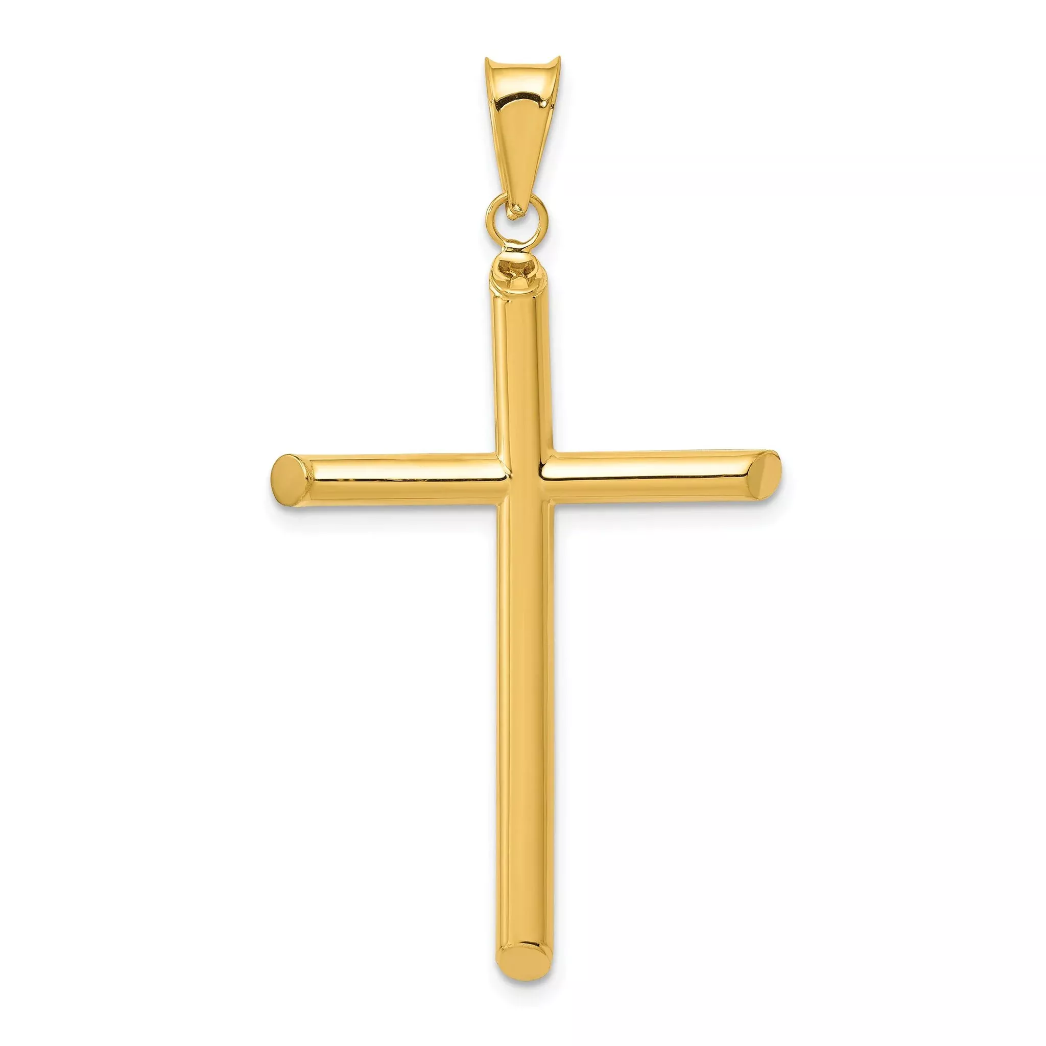 14K Gold 3D Polished Hollow Cross Pendant by Sophia Jewelers