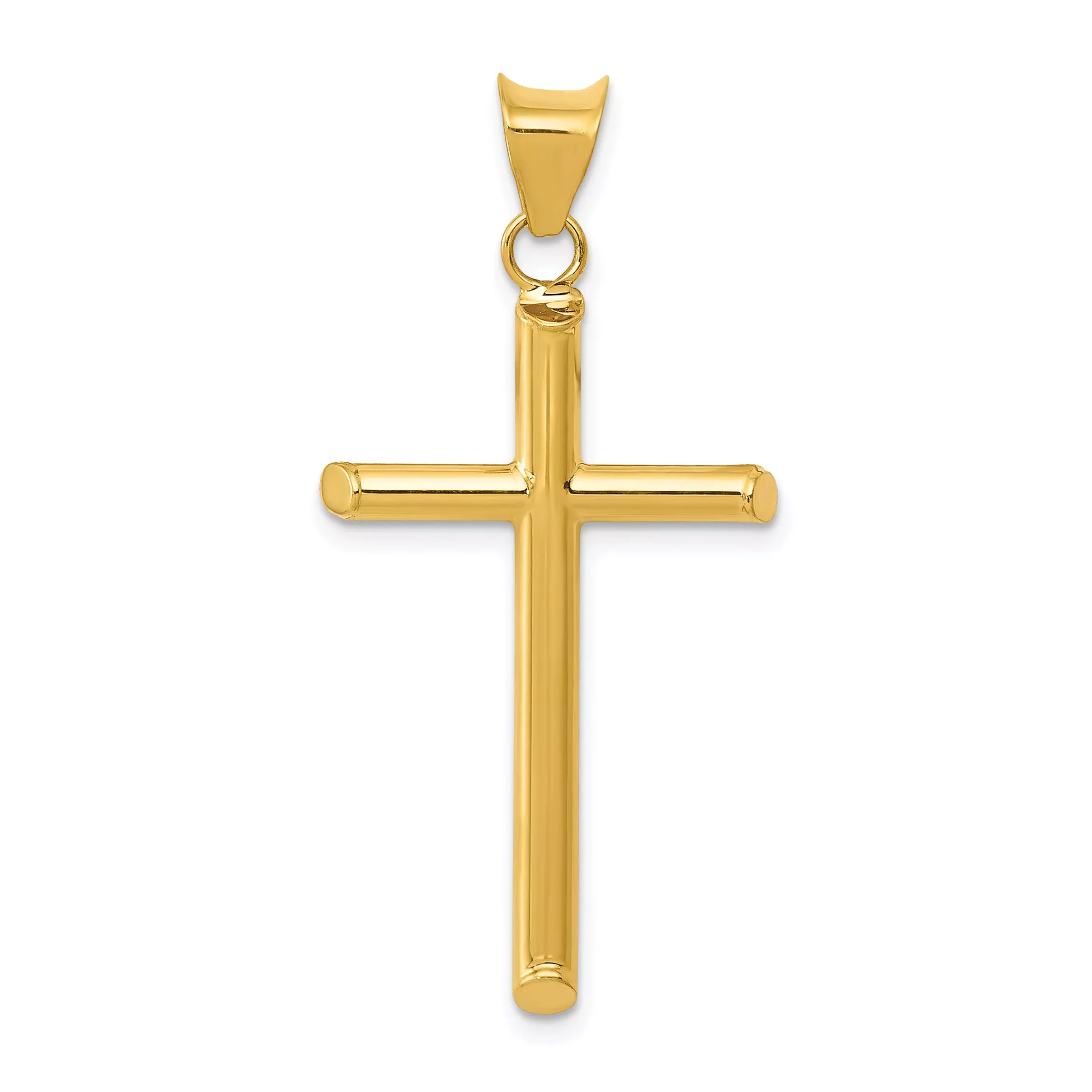 14K Gold 3D Polished Hollow Cross Pendant Elegant and Lightweight