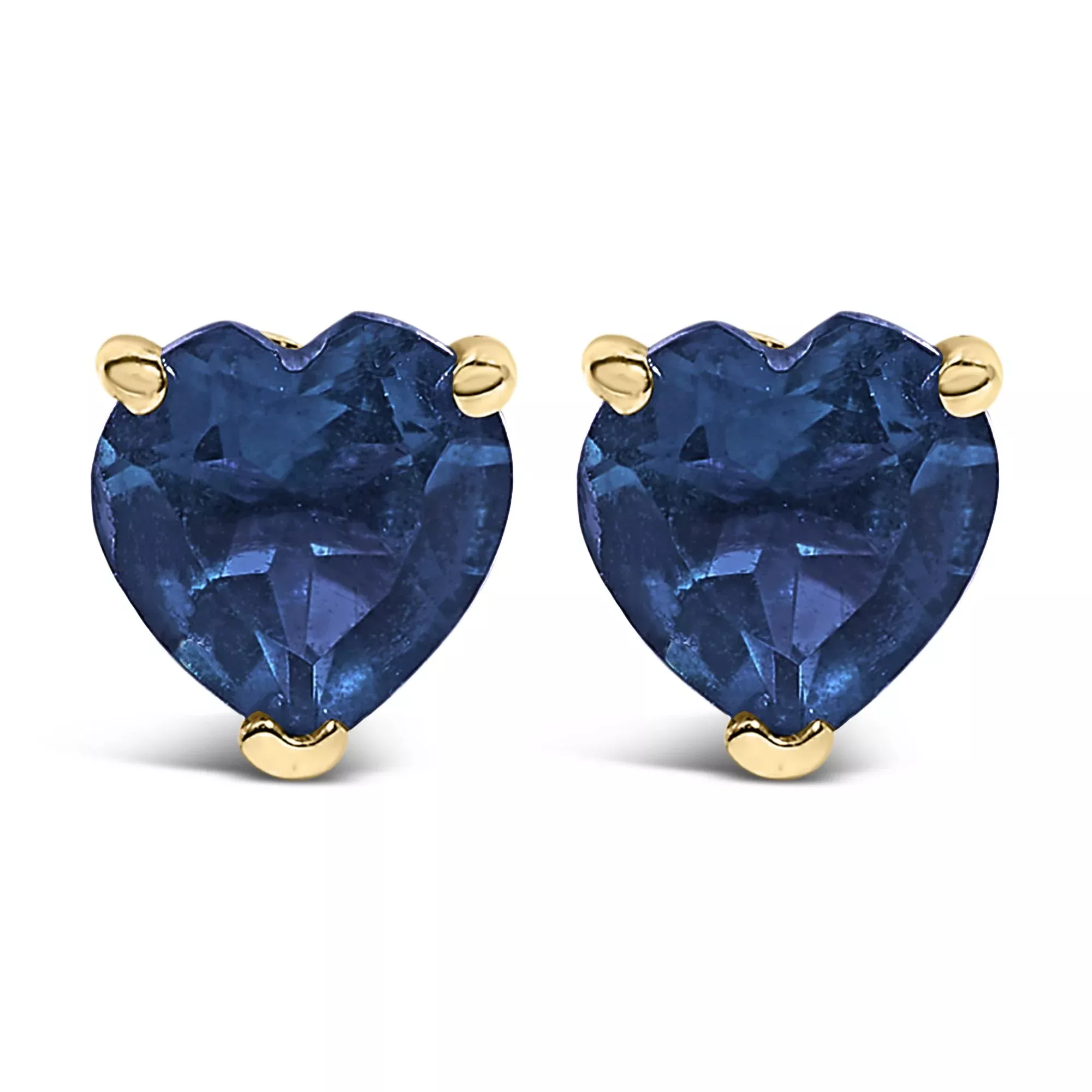 14K Gold 5MM Heart Cut Gemstone Solitaire Stud Earrings