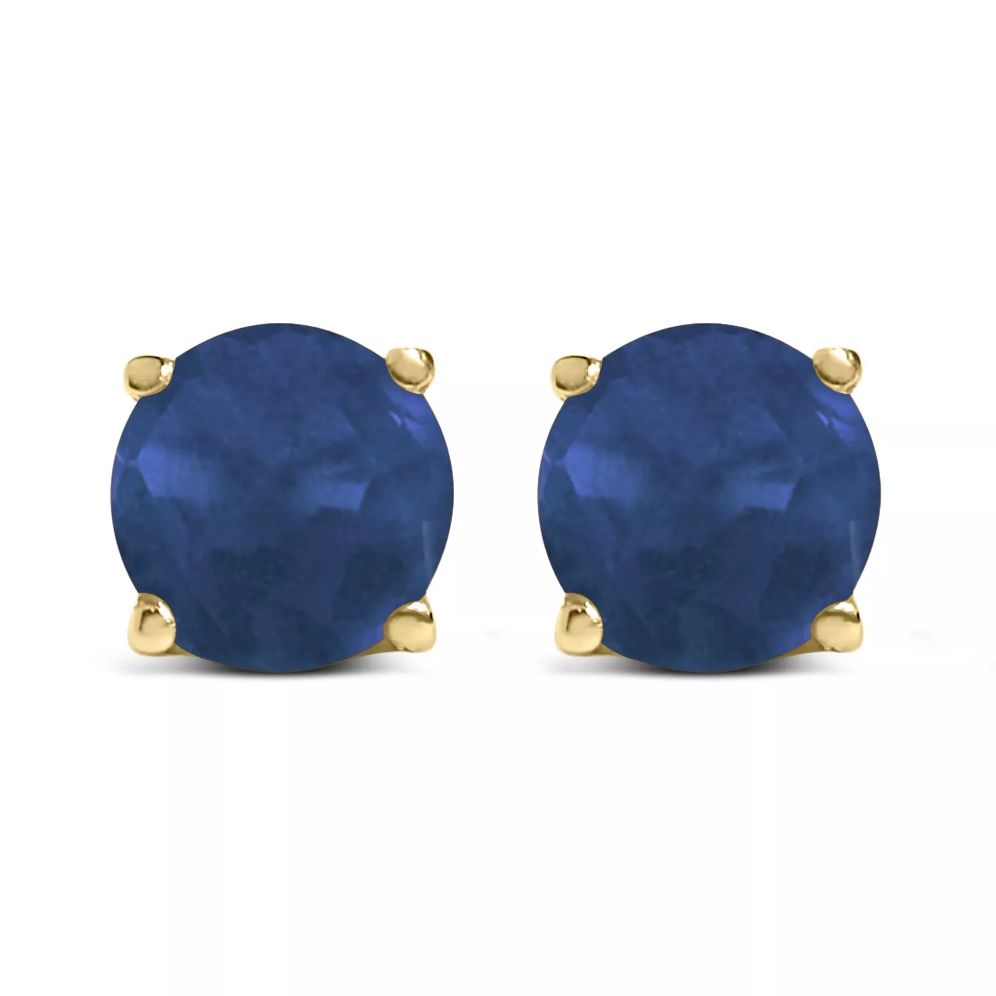14K Gold 5X5MM Round Gemstone Solitaire Stud Earrings