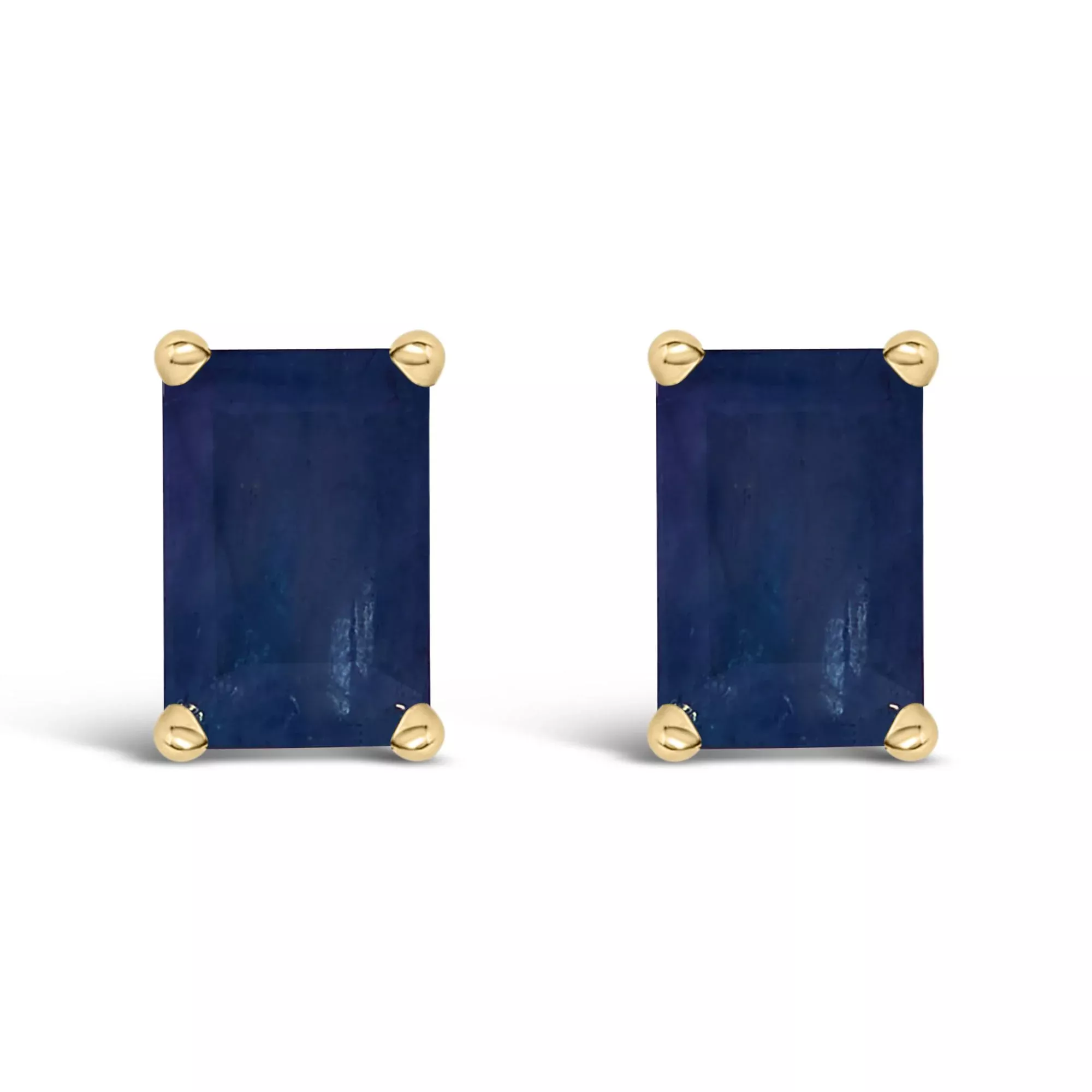 14K Gold 6x4MM Emerald Shaped Gemstone Solitaire Stud Earrings