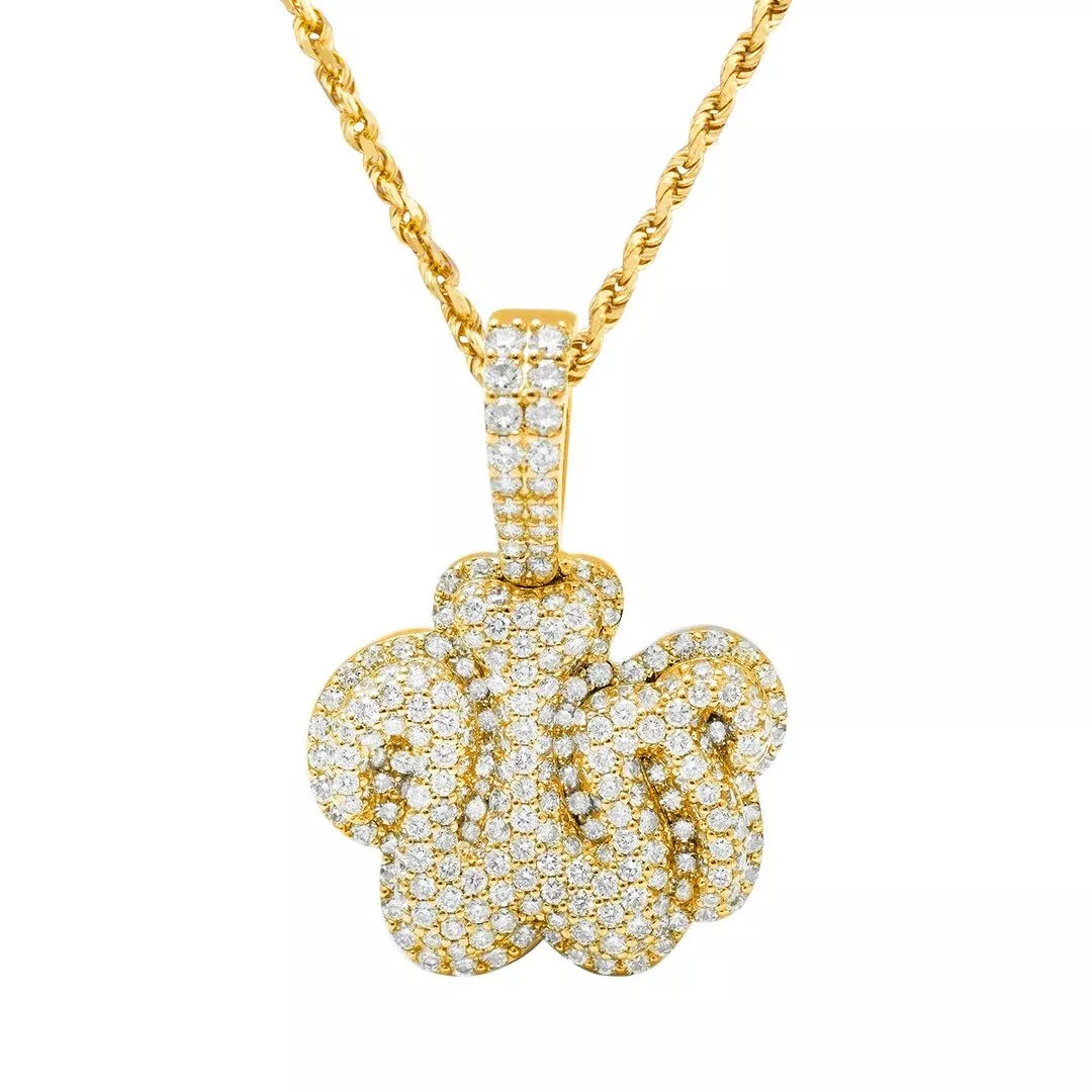 14k Gold Diamond Allah Pendant 3.18 Ctw