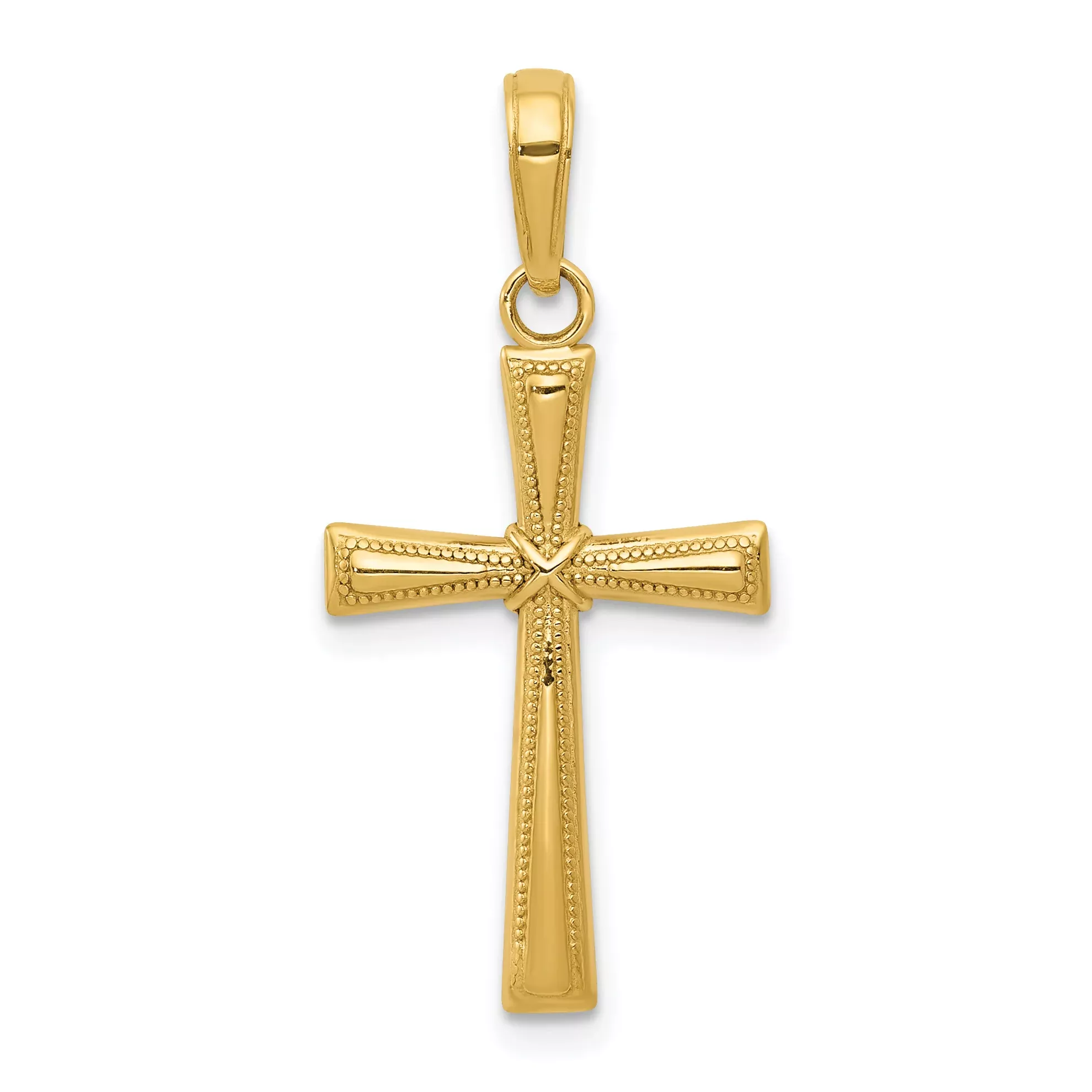 14K Gold Diamond-Cut X Cross Pendant with Elegant Concave Design