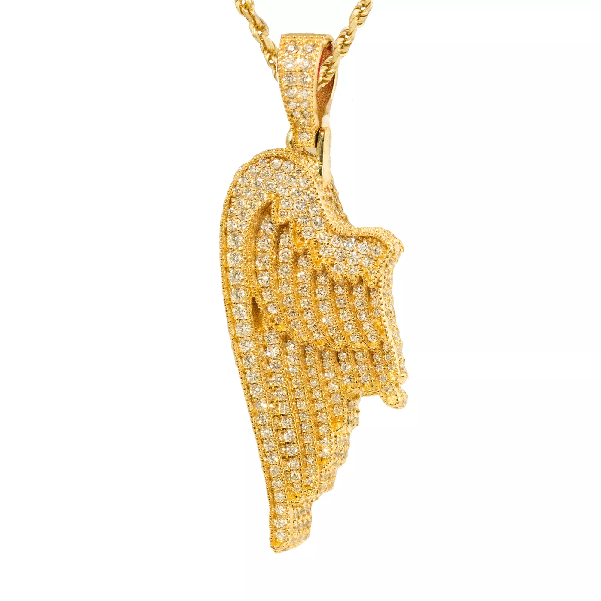 14k Gold Diamond Wing Pendant 9.71 Ctw