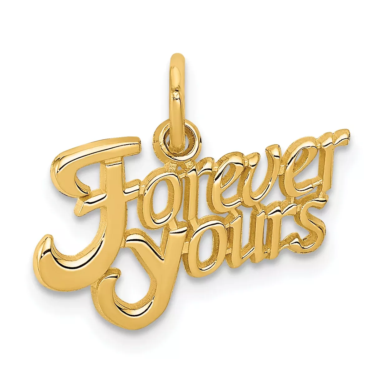 14K Gold Forever Yours Charm with Polished Finish Elegant and Timeless