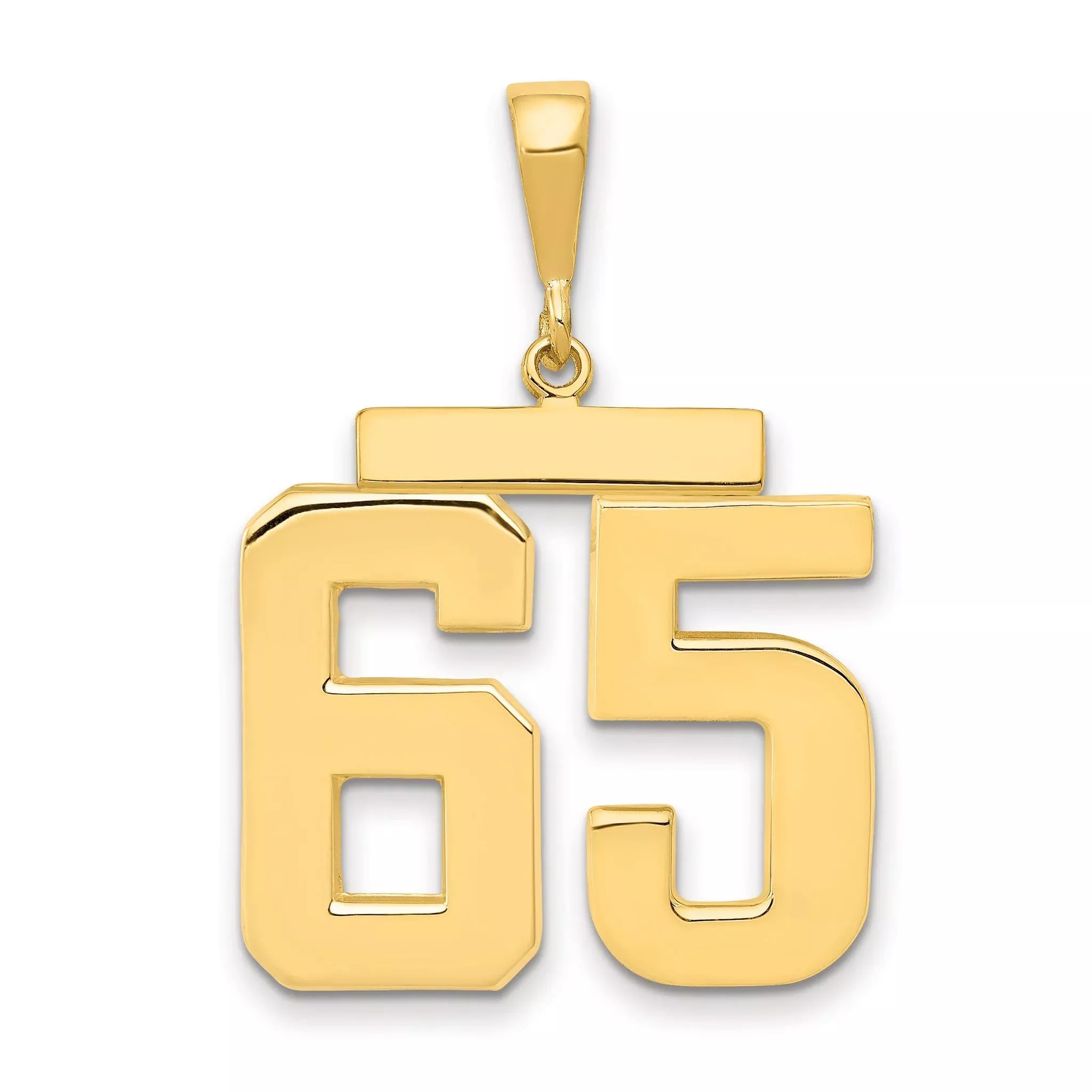 14K Gold Large Polished Number 65 CharmElegant Cast Design