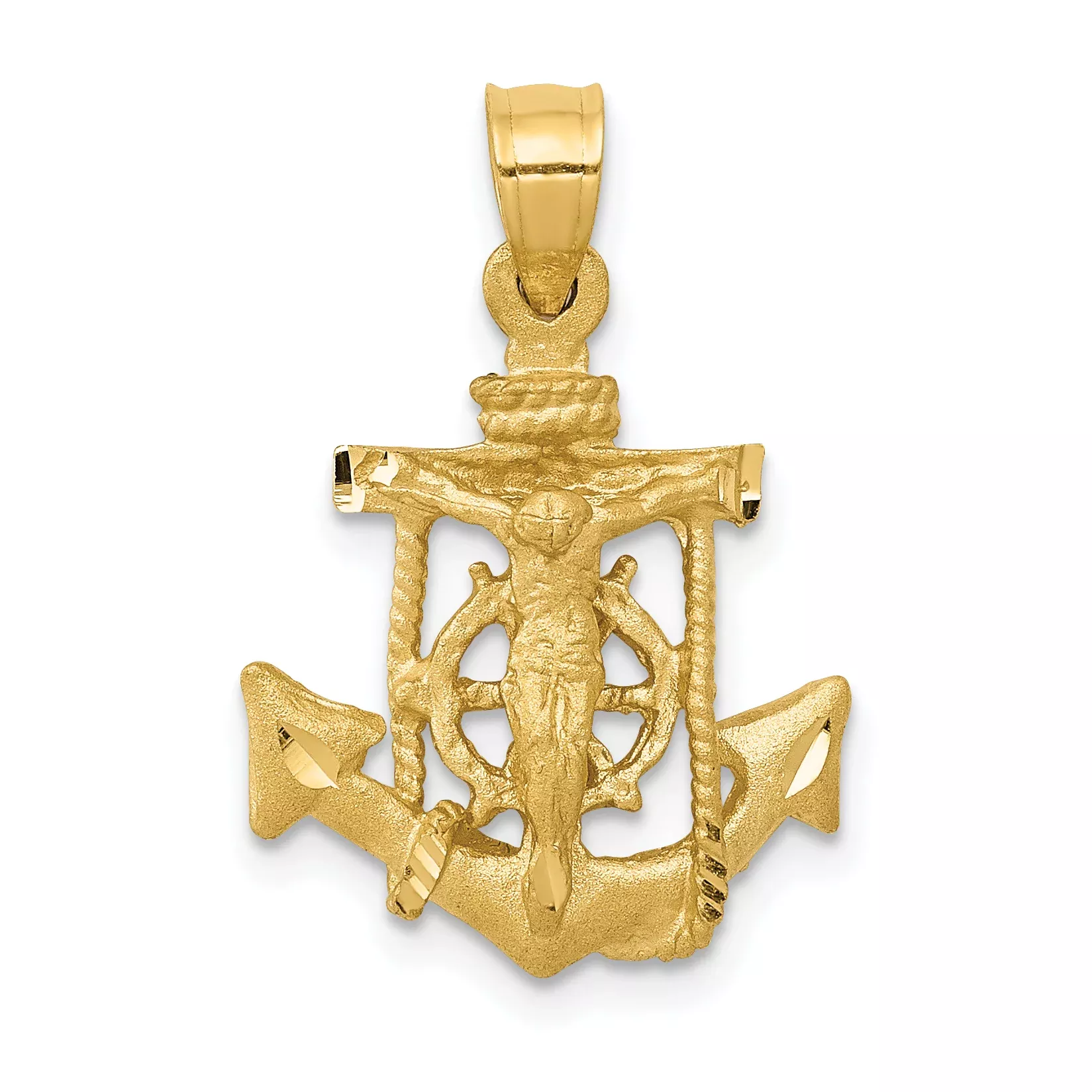 14K Gold Mariners Cross PendantSolid Casted, Elegant, 24mm