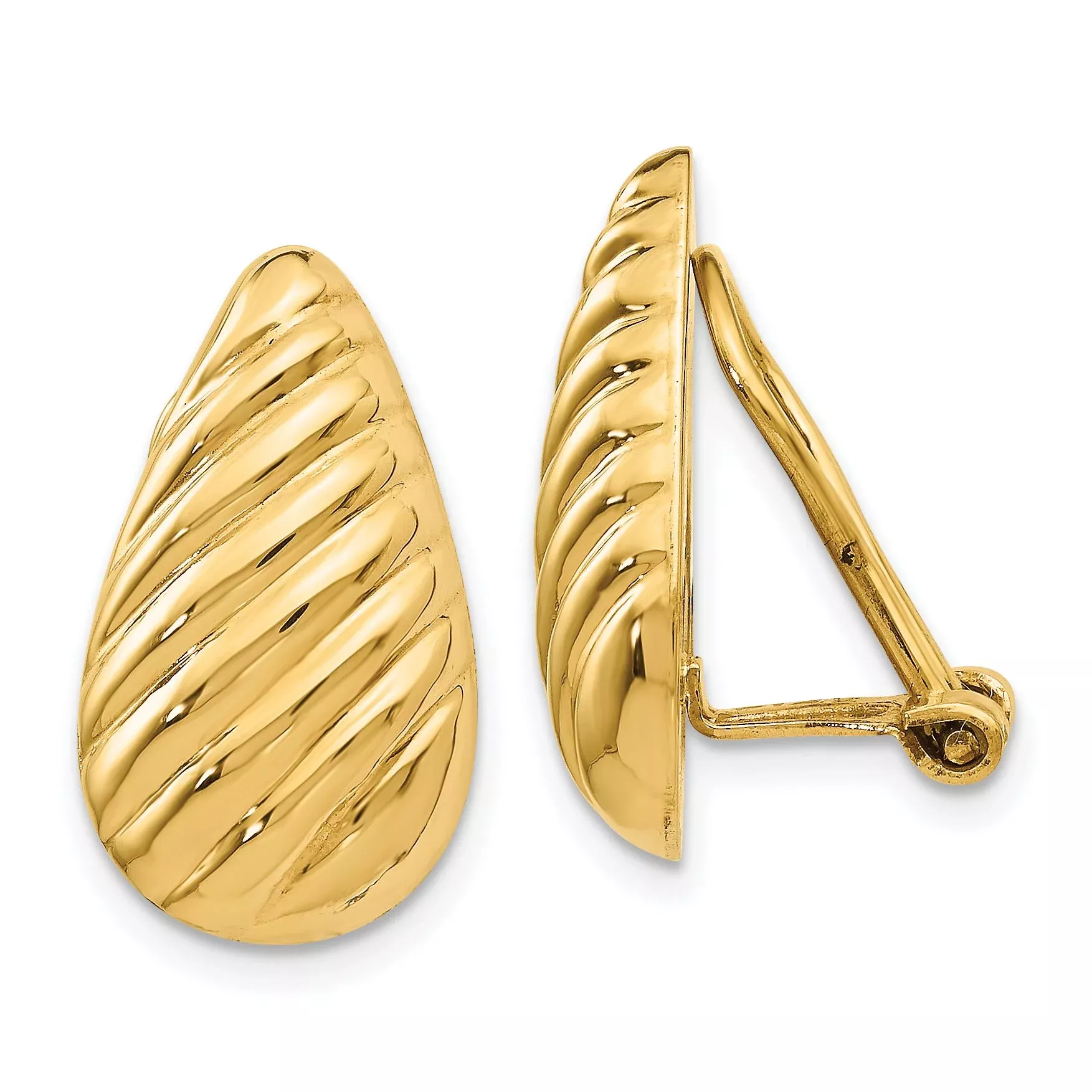 14K Gold Non-Pierced Button Earrings with Polished FinishElegant and Lightweight