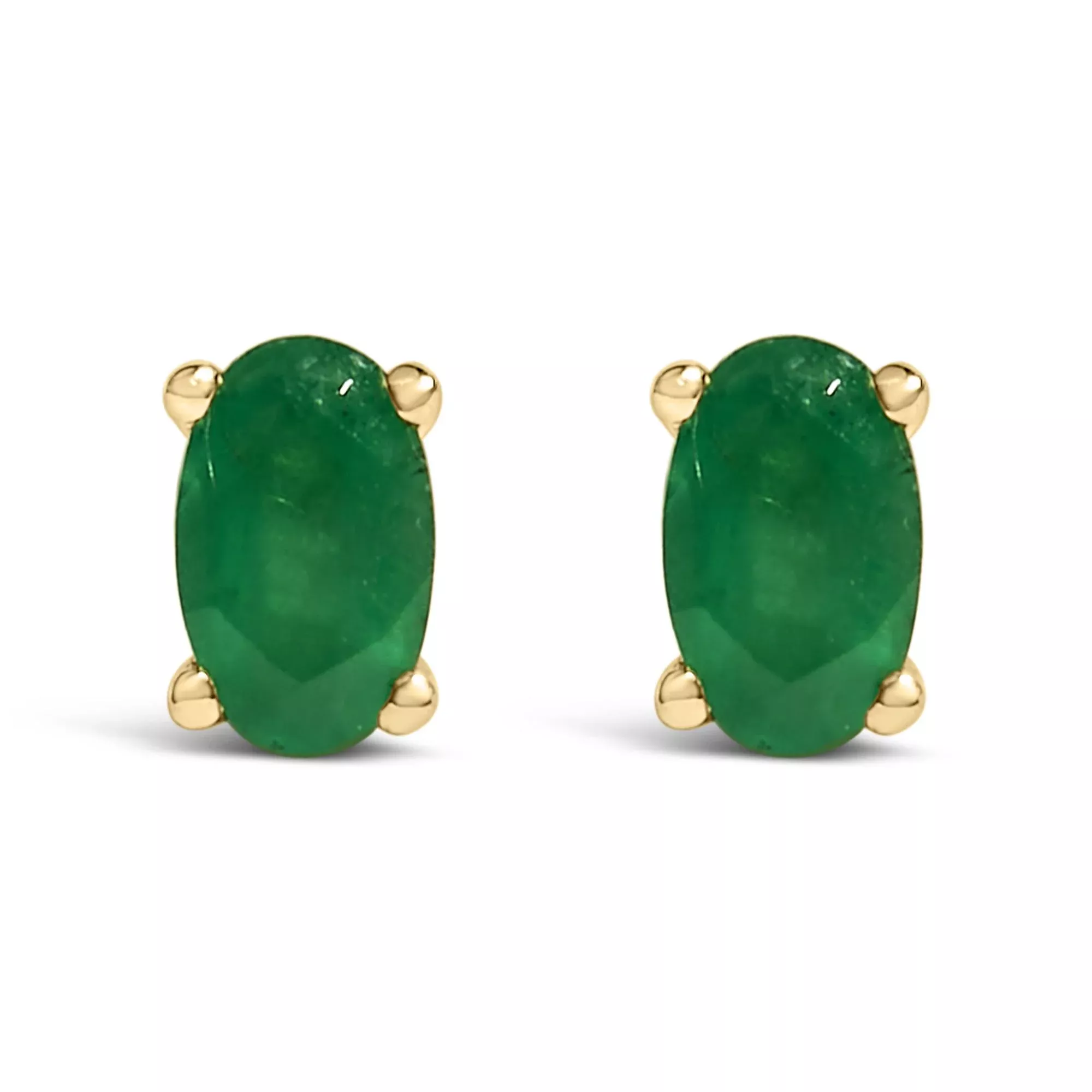 14K Gold Oval Cut Gemstone Birthstone 5x3 mm Stud Earrings