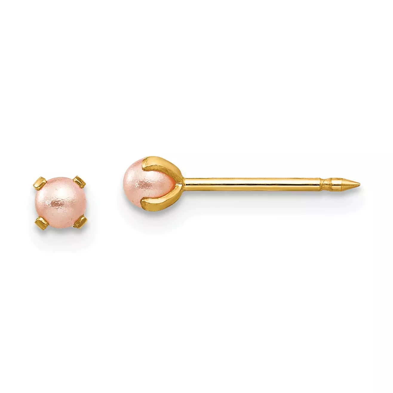 14K Gold Pink Simulated Pearl Earrings with Freshwater Cultured PearlsElegant Post