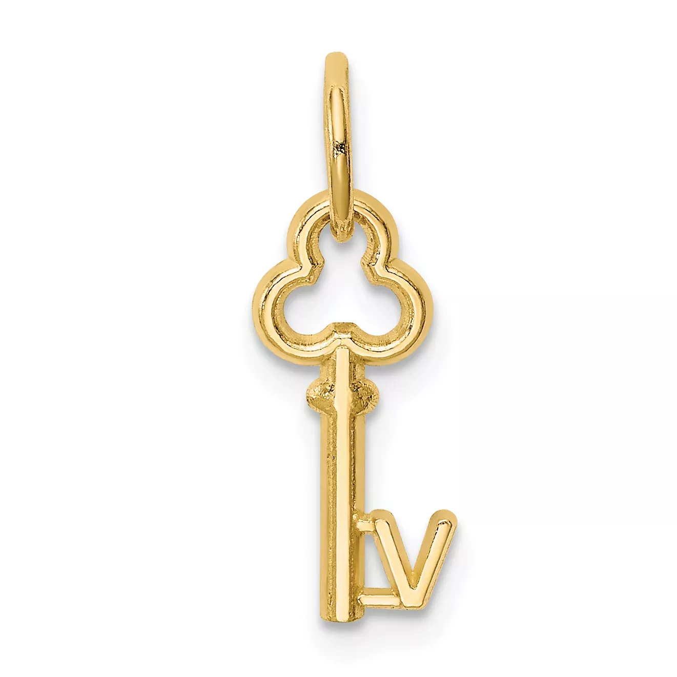 14K Gold Polished Initial V Charm Elegant Casted Design by Sophia Jewelers
