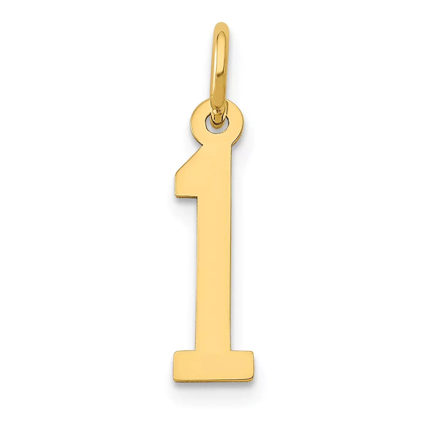 14K Gold Polished Number 1 Charm Laser Cut, Small, Elegant Design
