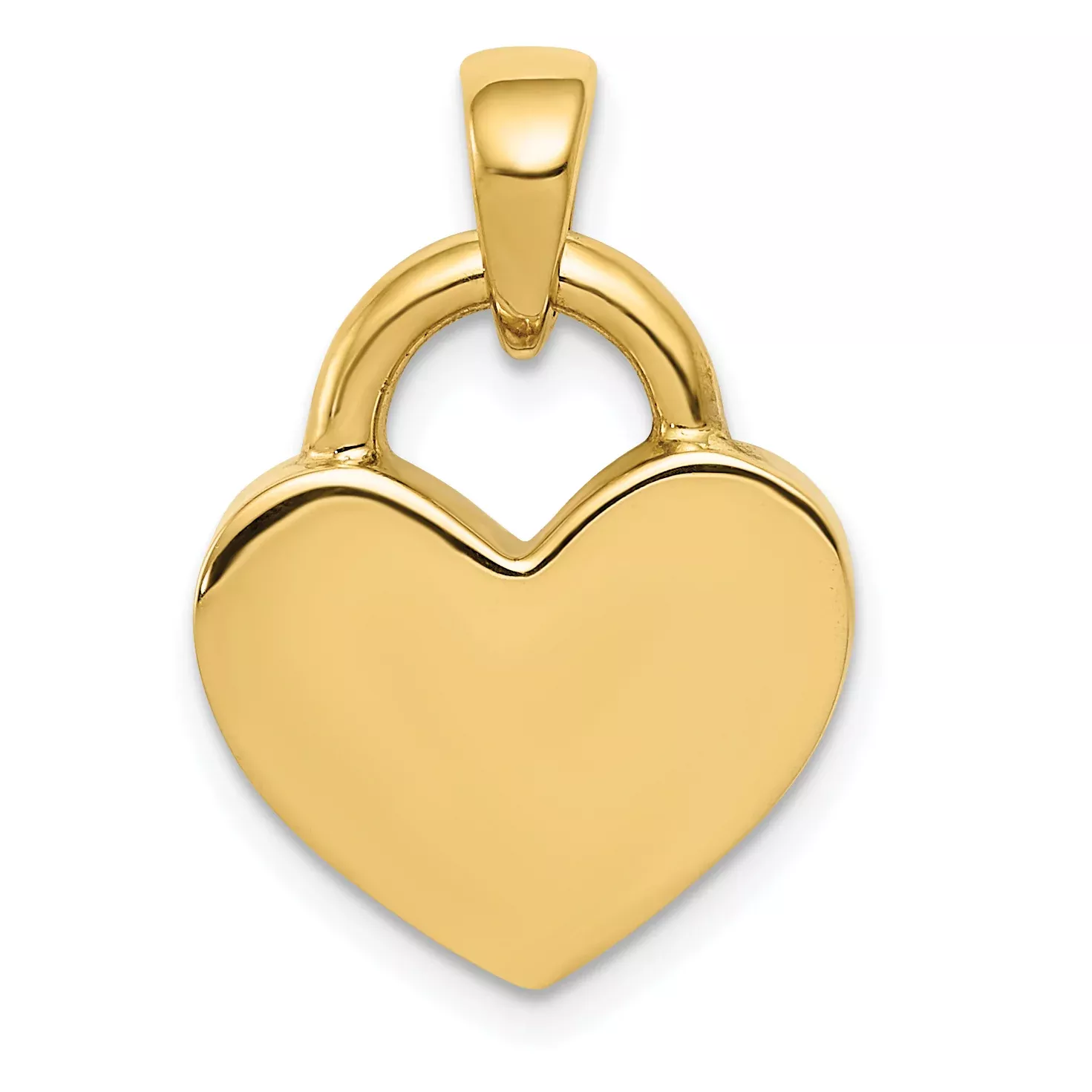 14K Gold & Rhodium 3D Reversible Heart Charm Polished & Hollow Design