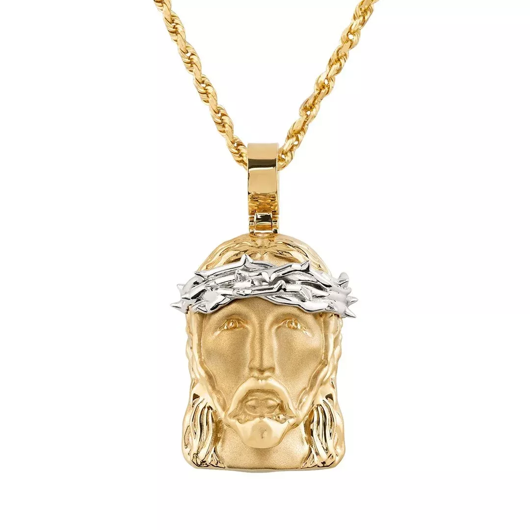 14k GoldTwo Tone Jesus Head Pendant