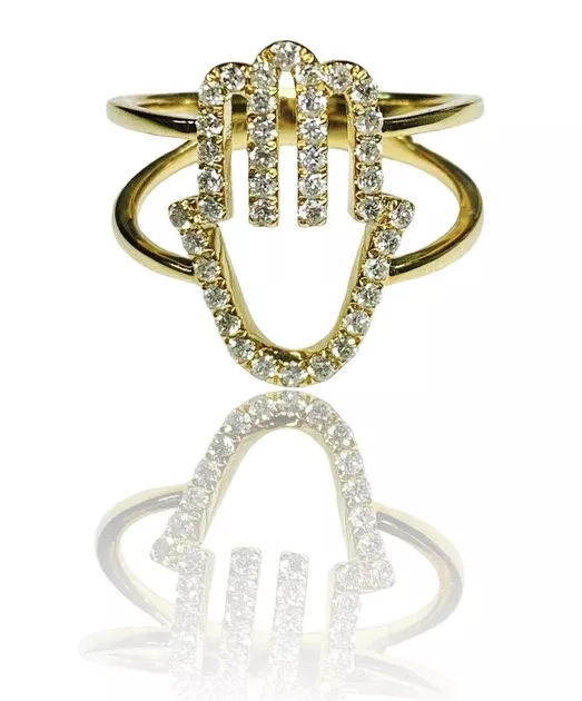 14K Hamsa Natural Diamond Ring