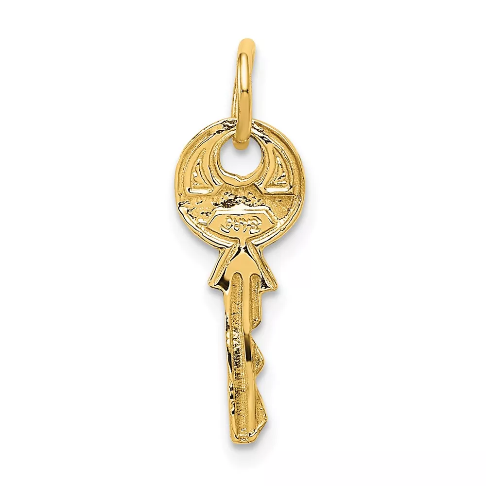 14K Polished 3D Rounded Top Key Charm