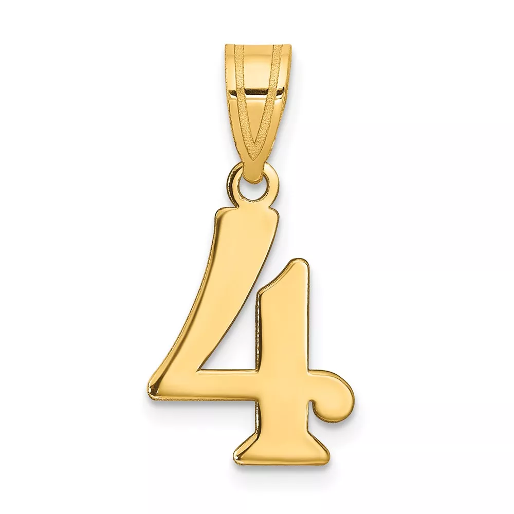 14k Polished Number 4 Pendant