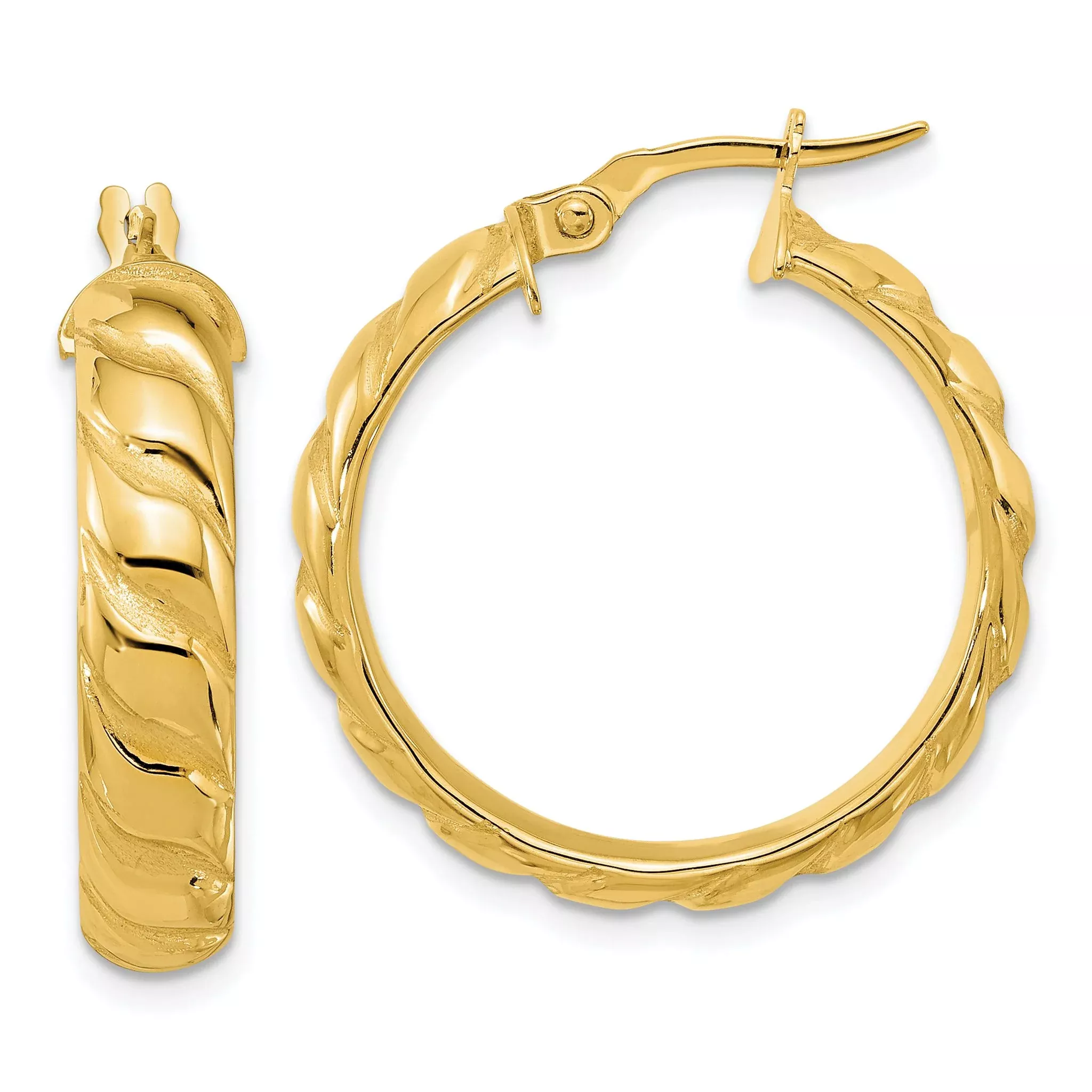 14K Polished Twisted Hoop Earrings