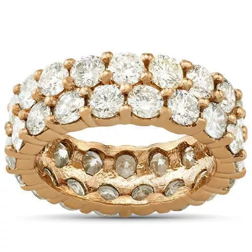 14k Rose Gold Diamond Double Row Eternity Band 6.50 Ctw