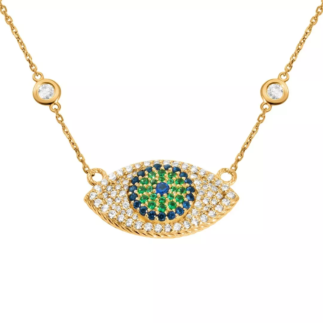 14k Rose Gold Diamond Eye Pendant 9.12 Ctw