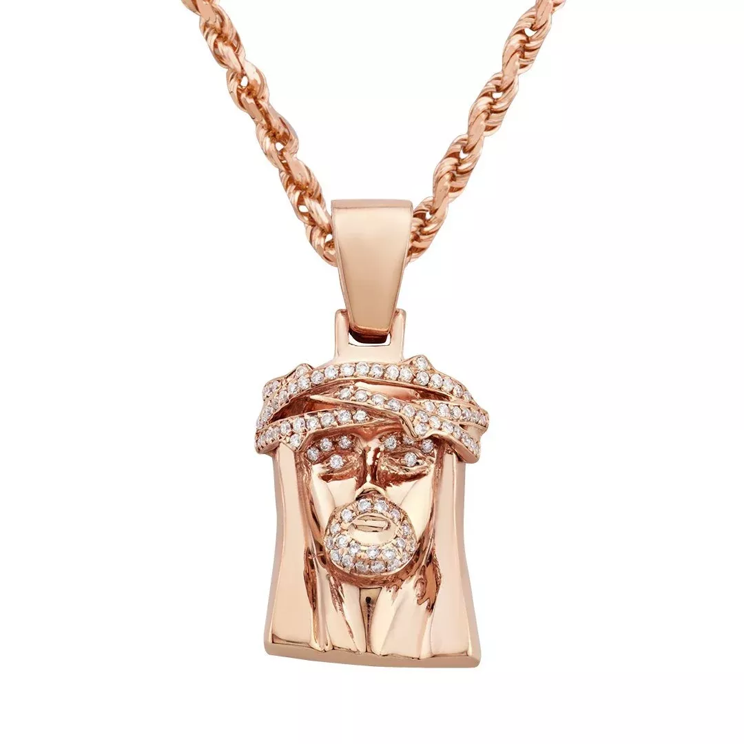 14k Rose Gold Diamond Jesus Piece 0.75ctw