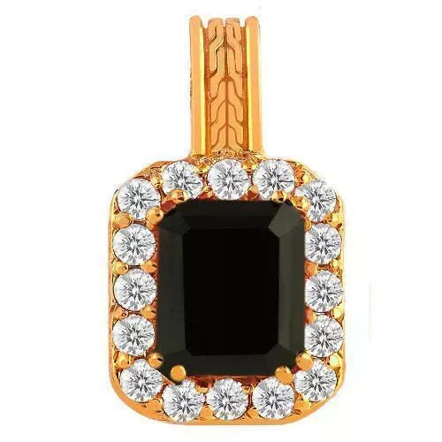 14K Rose Gold Small Diamond and Onyx Pendant 2.00 Ctw