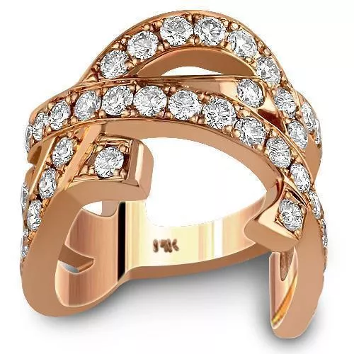 14K Rose Solid Gold Diamond Right Hand Ring 3.50 Ctw