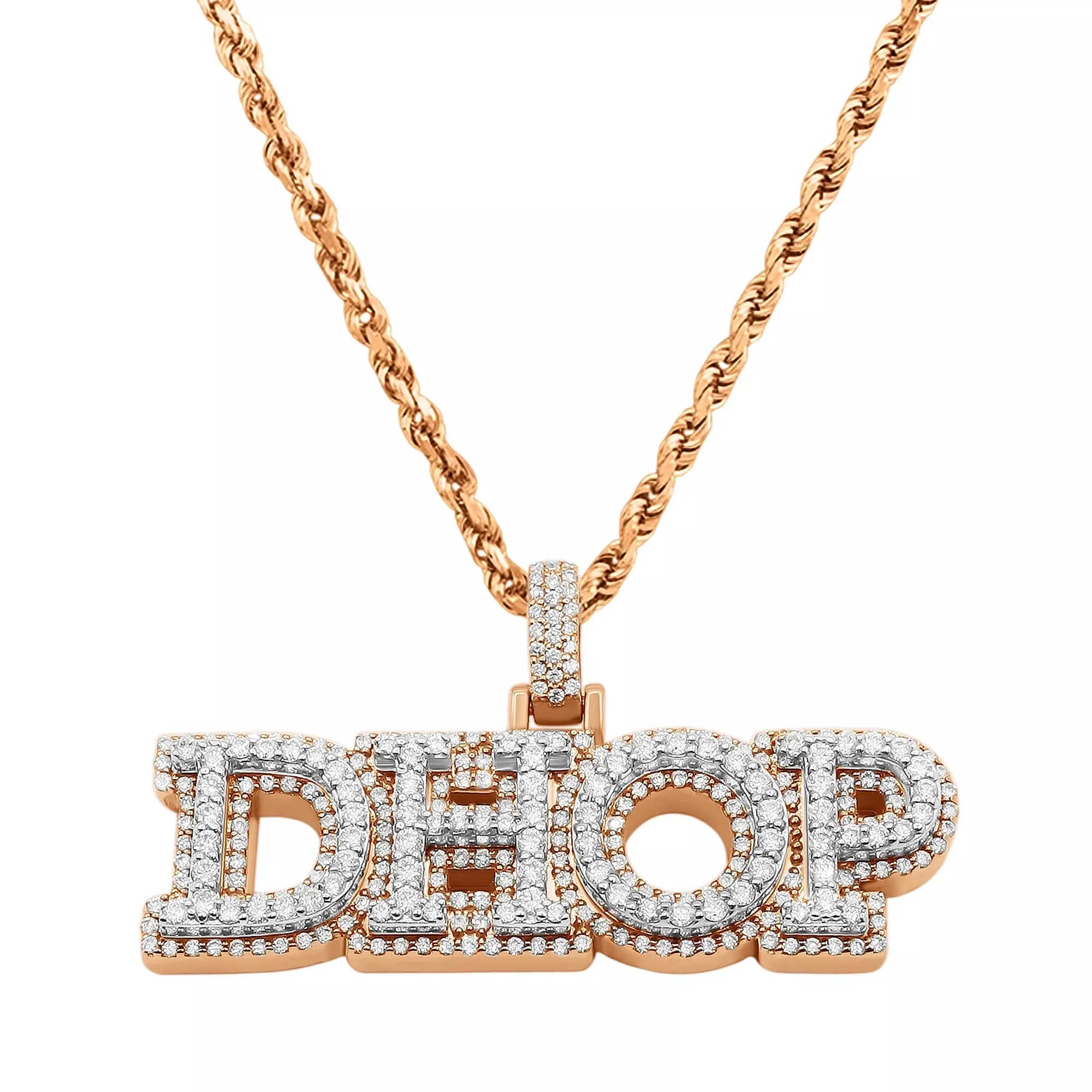 14K Rose & White Gold "DHOP" 4 Letter Diamond Name Plate 3.27ctw