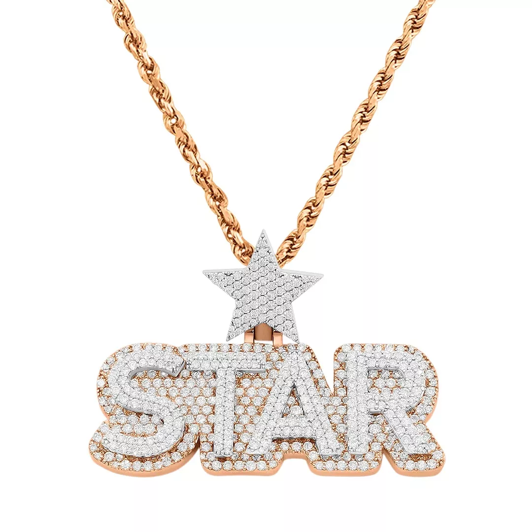 14K Rose & White Gold "STAR" 4 Letter Diamond Name Plate 2.37 cwt.