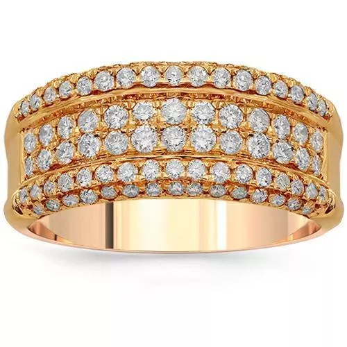 14K Solid Rose Gold Womens Diamond Ring 1.03 Ctw